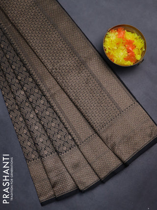 Banarasi semi silk saree black with allover thread & zari weaves and woven border