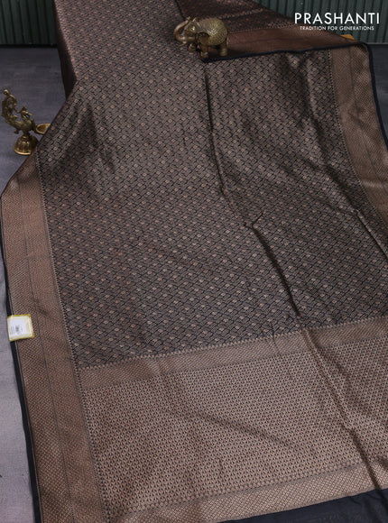 Banarasi semi silk saree black with allover thread & zari weaves and woven border