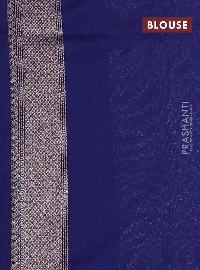 Banarasi semi silk saree navy blue with allover thread & zari weaves and woven border