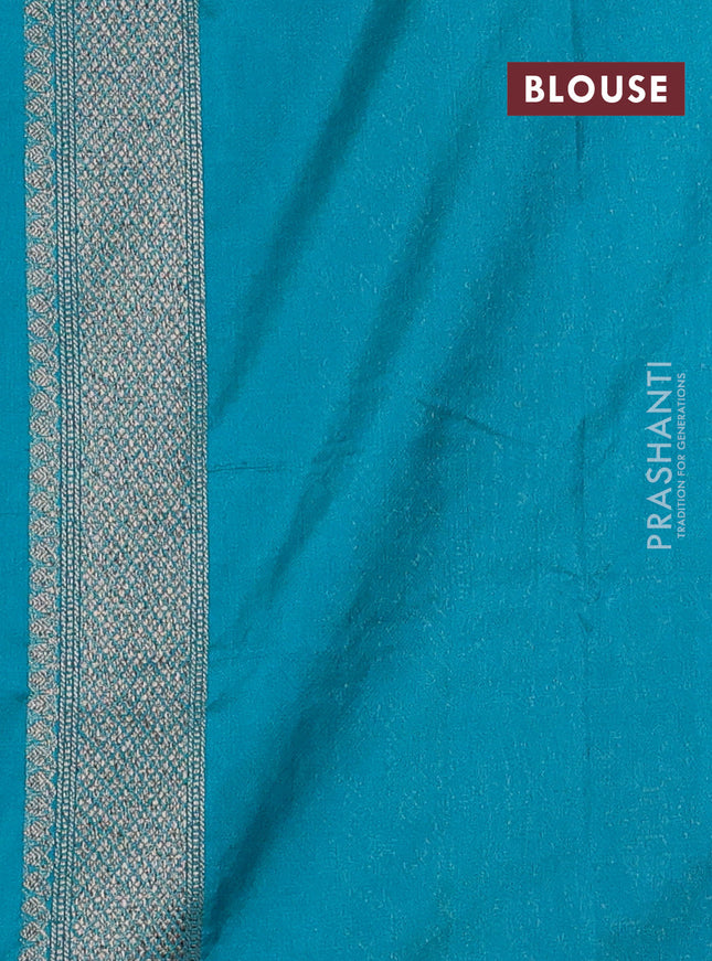 Banarasi semi silk saree teal green with allover thread & zari weaves and woven border