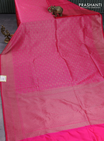 Banarasi semi silk saree pink with allover thread & zari weaves and woven border