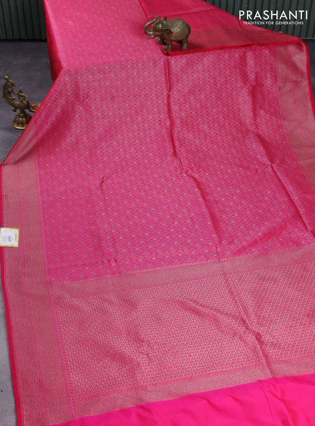 Banarasi semi silk saree pink with allover thread & zari weaves and woven border