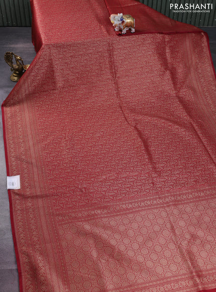 Banarasi semi silk saree maroon with allover thread & zari woven butta weaves and woven border