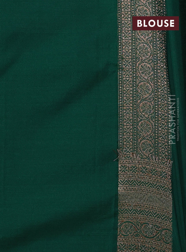 Banarasi semi silk saree green with allover thread & zari woven butta weaves and woven border