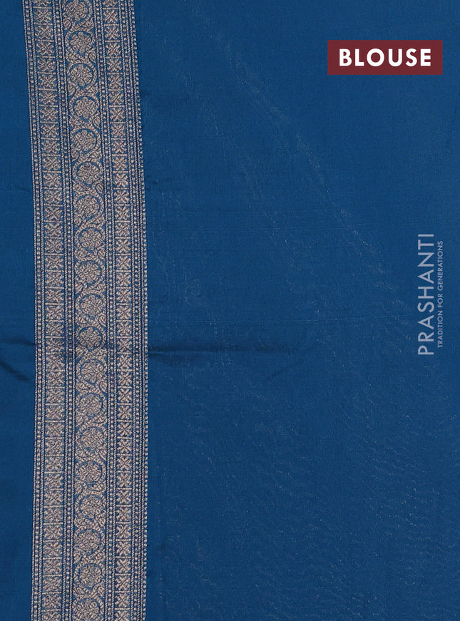 Banarasi semi silk saree cs blue with allover thread & zari woven butta weaves and woven border