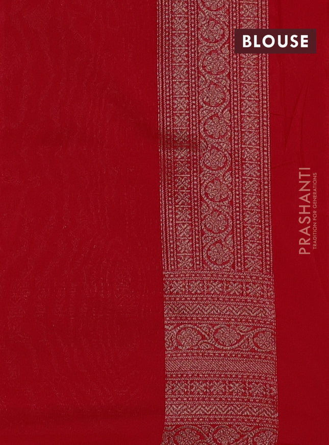 Banarasi semi silk saree red with allover thread & zari woven butta weaves and woven border