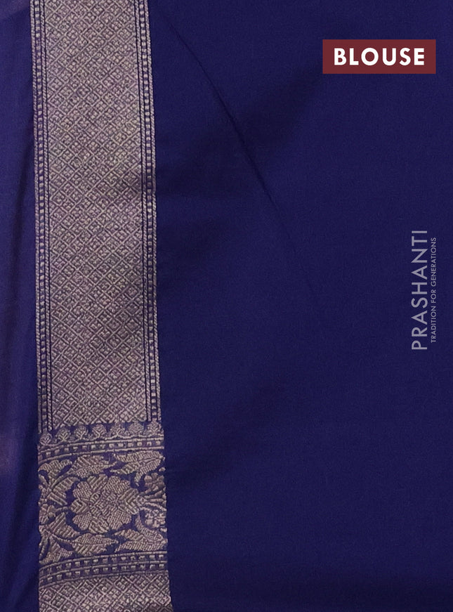 Banarasi semi silk saree blue with allover thread & zari weaves and woven border