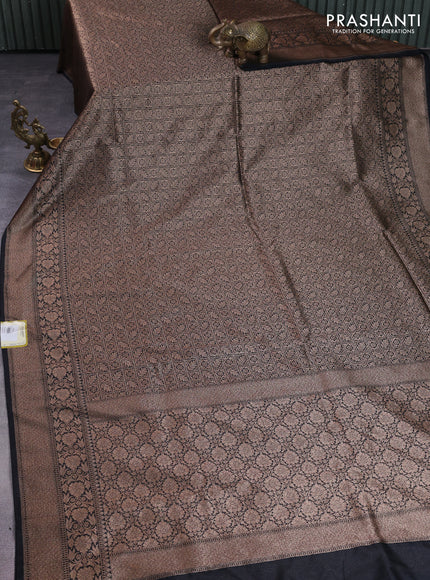 Banarasi semi silk saree black with allover thread & zari weaves and woven border