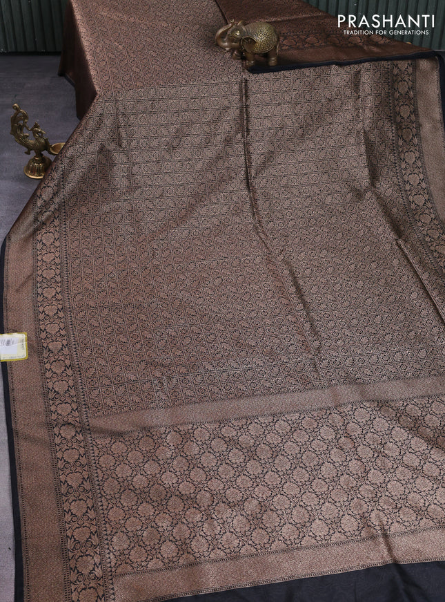Banarasi semi silk saree black with allover thread & zari weaves and woven border