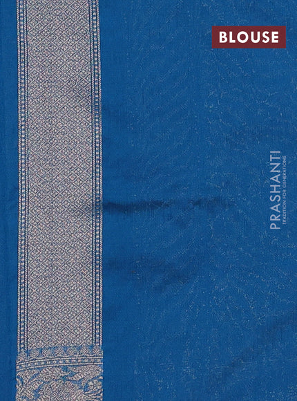 Banarasi semi silk saree peacock blue with allover thread & zari weaves and woven border