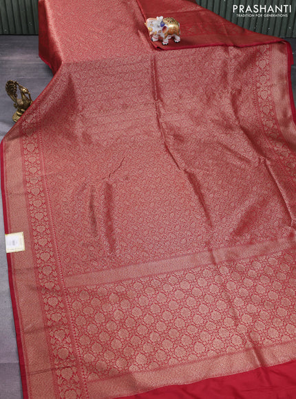Banarasi semi silk saree maroon with allover thread & zari weaves and woven border