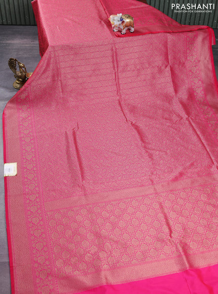 Banarasi semi silk saree pink with allover thread & zari weaves and woven border