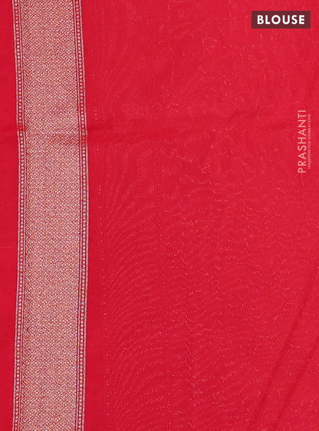 Banarasi semi silk saree red with allover thread & zari weaves and woven border
