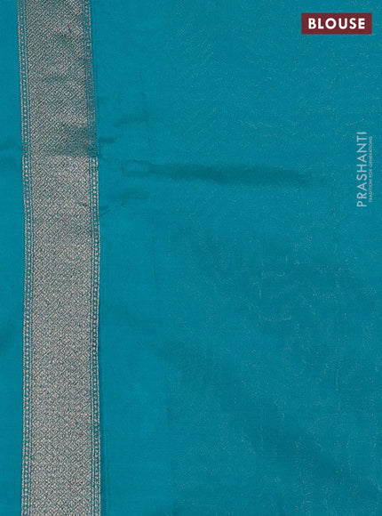 Banarasi semi silk saree teal green with allover thread & zari weaves and woven border