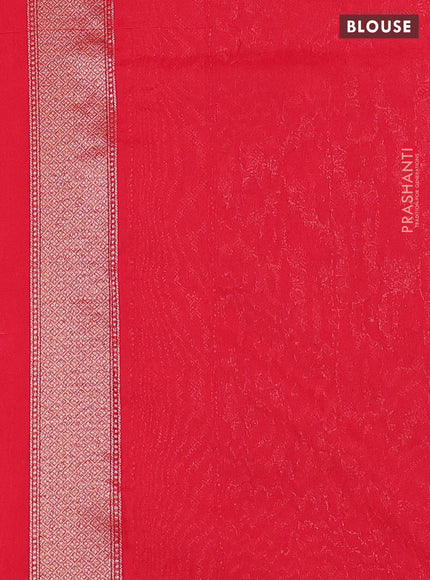 Banarasi semi silk saree red with allover thread & zari weaves and woven border