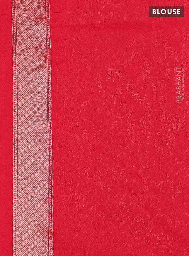 Banarasi semi silk saree red with allover thread & zari weaves and woven border
