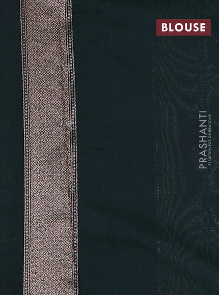 Banarasi semi silk saree dark green with allover thread & zari weaves and woven border