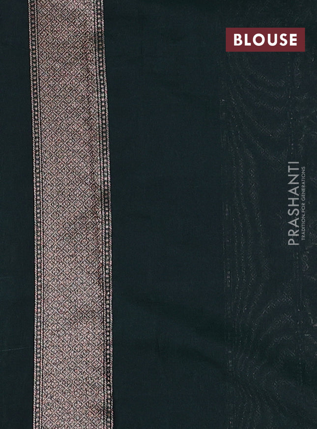 Banarasi semi silk saree dark green with allover thread & zari weaves and woven border