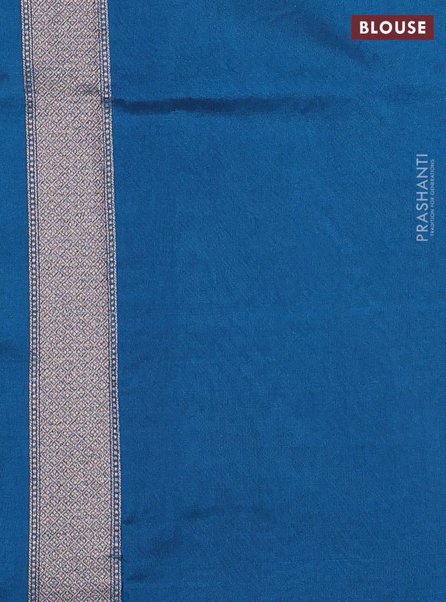 Banarasi semi silk saree cs blue with allover thread & zari weaves and woven border