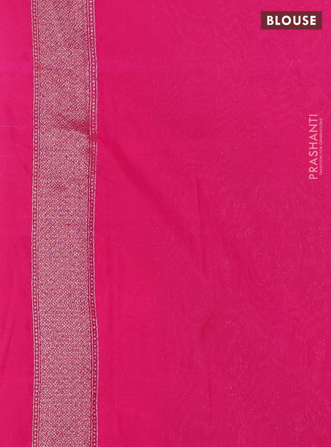 Banarasi semi silk saree pink and green with allover thread & zari weaves and woven border