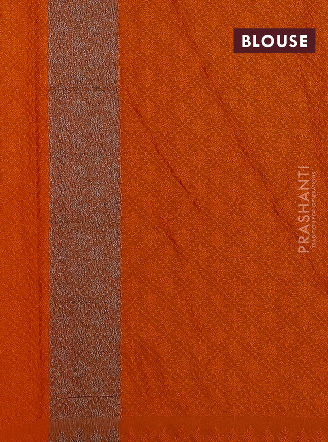 Banarasi semi silk saree orange with allover thread & zari weaves and woven border