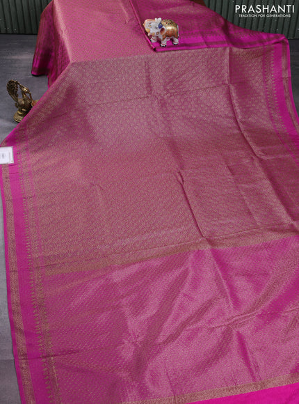 Banarasi semi silk saree pink with allover thread & zari weaves and woven border