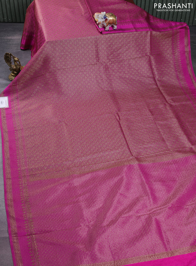 Banarasi semi silk saree pink with allover thread & zari weaves and woven border