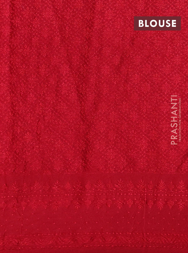 Banarasi semi silk saree red with allover thread & zari weaves and woven border