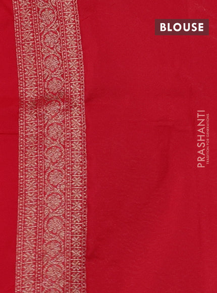 Banarasi semi silk saree red with allover thread & zari weaves and woven border