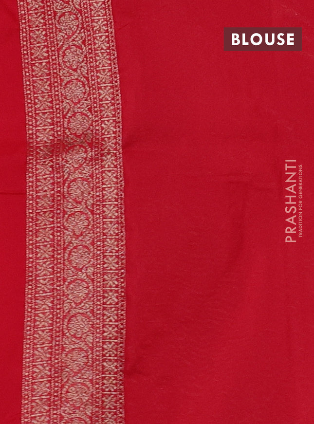 Banarasi semi silk saree red with allover thread & zari weaves and woven border