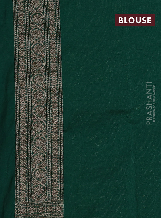 Banarasi semi silk saree green with allover thread & zari weaves and woven border