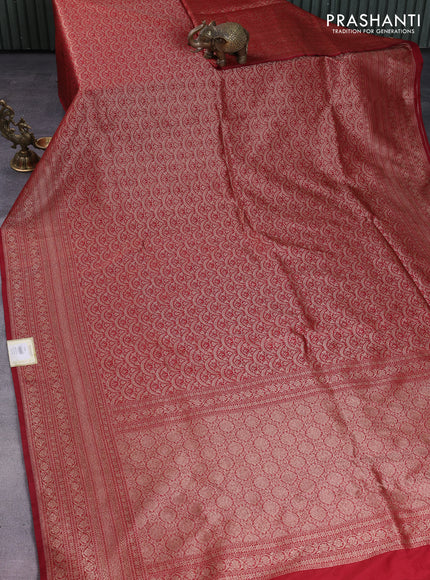 Banarasi semi silk saree maroon with allover thread & zari weaves and woven border