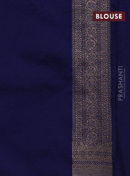 Banarasi semi silk saree navy blue with allover thread & zari weaves and woven border