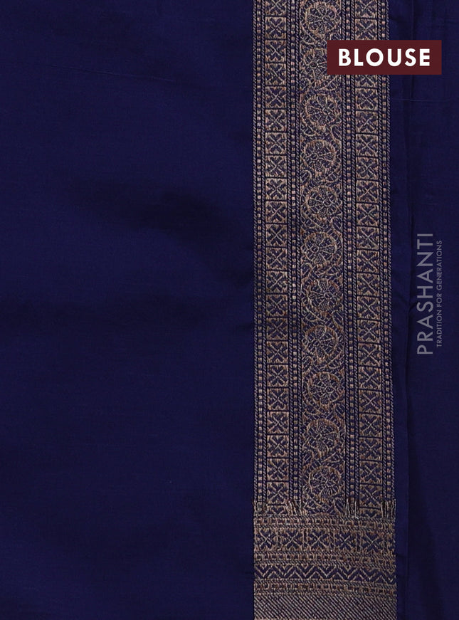Banarasi semi silk saree navy blue with allover thread & zari weaves and woven border
