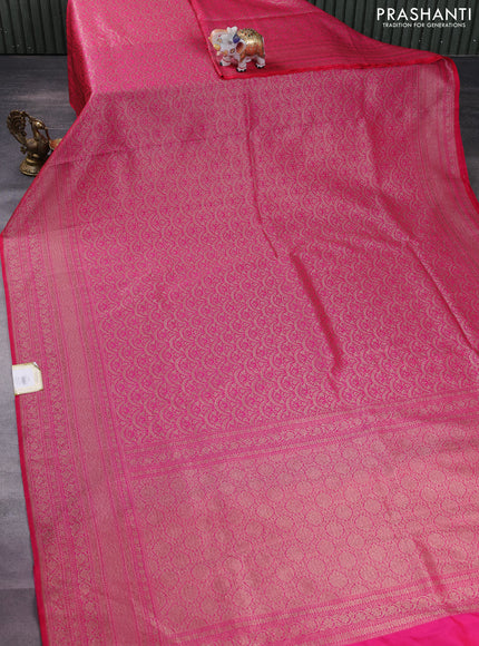 Banarasi semi silk saree pink with allover thread & zari weaves and woven border
