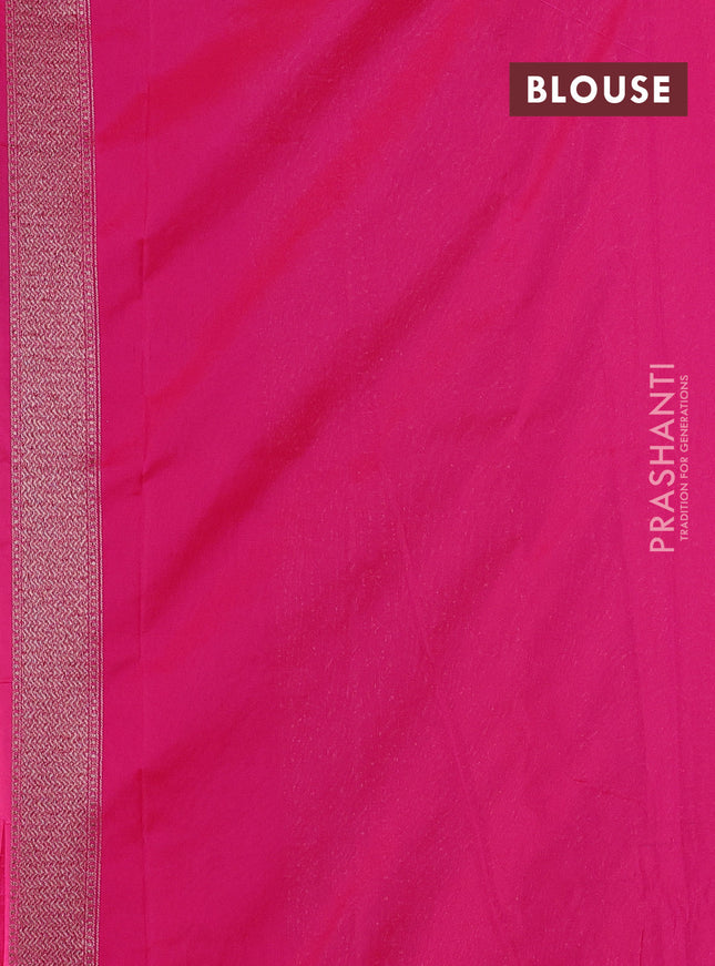 Banarasi semi silk saree pink with allover thread & zari weaves and woven border