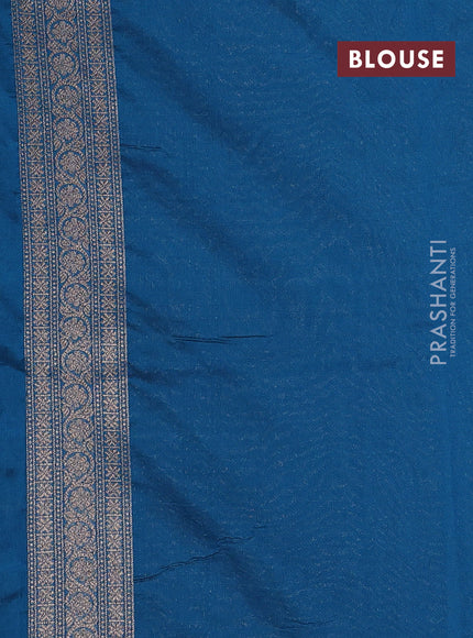 Banarasi semi silk saree peacock blue with allover thread & zari weaves and woven border