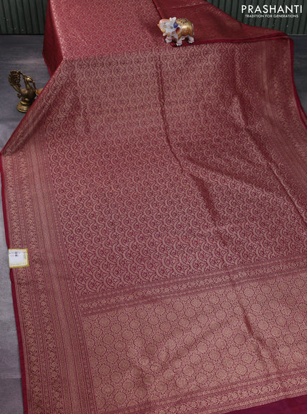 Banarasi semi silk saree maroon with allover thread & zari weaves and woven border