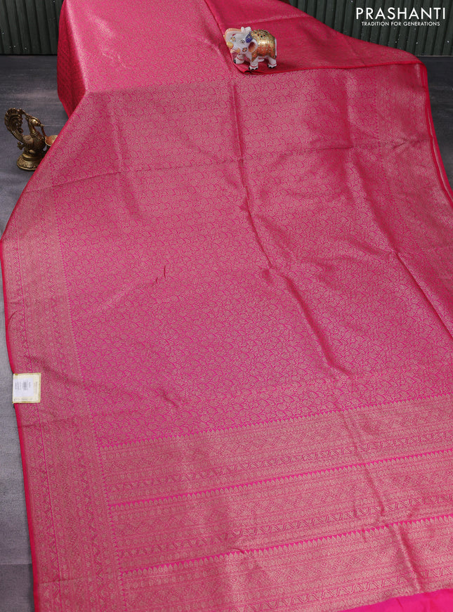 Banarasi semi silk saree pink with allover thread & zari weaves and woven border