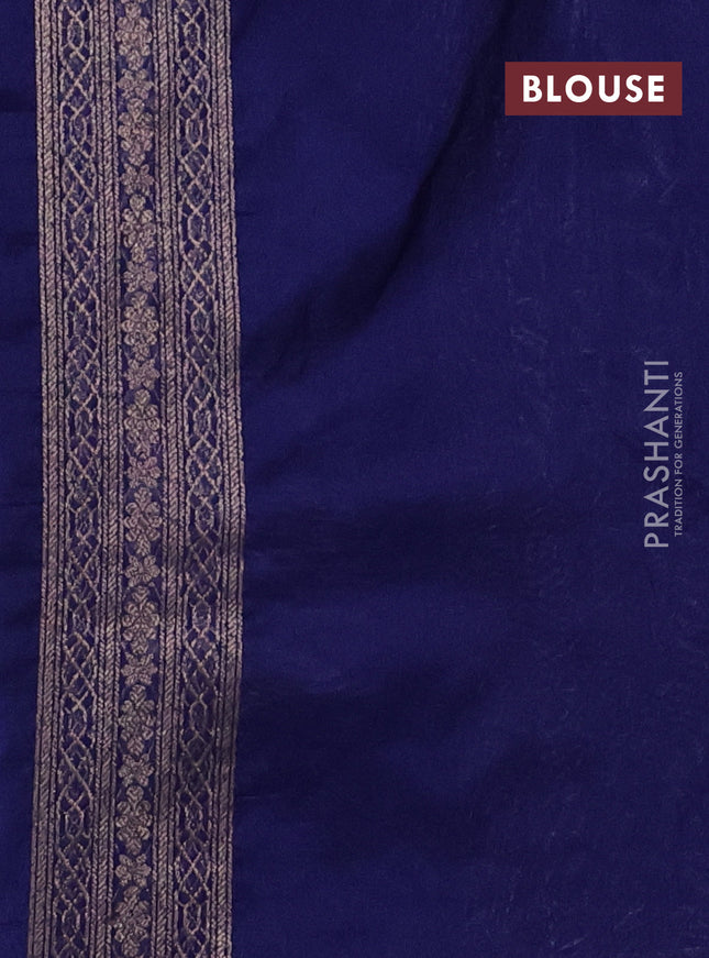 Banarasi semi silk saree blue with allover thread & zari weaves and woven border