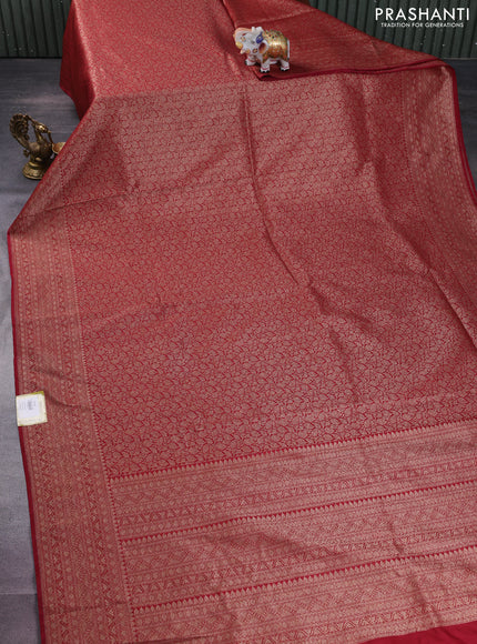 Banarasi semi silk saree maroon with allover thread & zari weaves and woven border