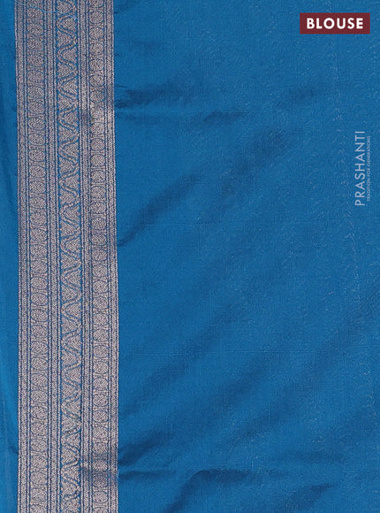 Banarasi semi silk saree cs blue with allover thread & zari weaves and woven border