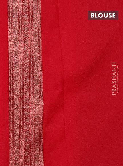 Banarasi semi silk saree red with allover thread & zari weaves and woven border