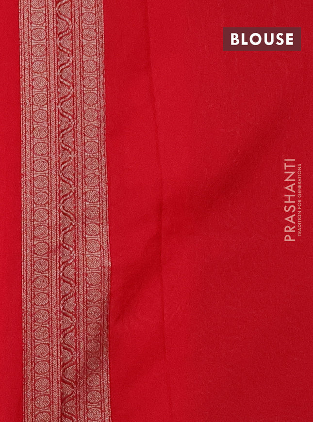 Banarasi semi silk saree red with allover thread & zari weaves and woven border