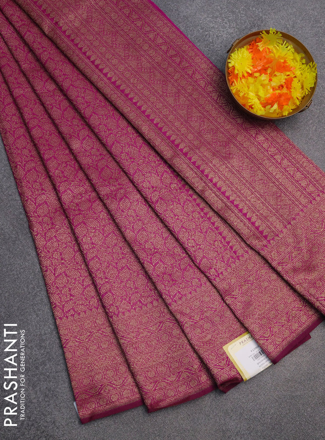 Banarasi semi silk saree magenta pink with allover thread & zari weaves and woven border