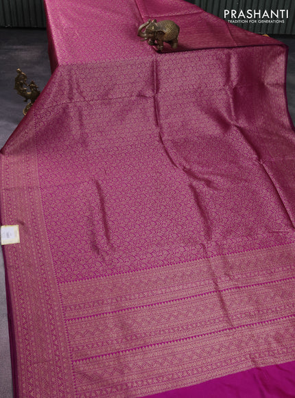 Banarasi semi silk saree magenta pink with allover thread & zari weaves and woven border