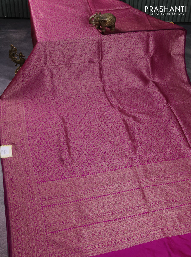 Banarasi semi silk saree magenta pink with allover thread & zari weaves and woven border