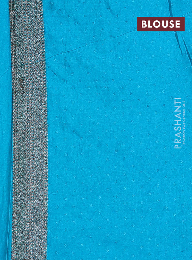 Banarasi semi silk saree teal blue with allover thread & zari weaves and woven border
