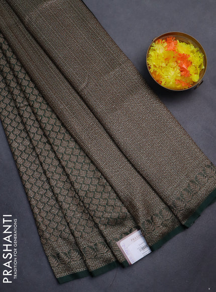 Banarasi semi silk saree green with allover thread & zari weaves and woven border