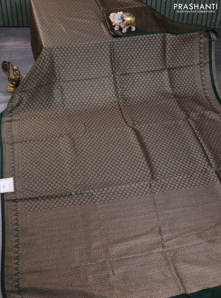 Banarasi semi silk saree green with allover thread & zari weaves and woven border